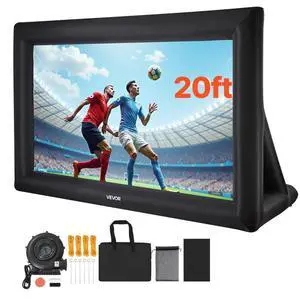VEVOR 20FT Inflatable Projector Screen, Inflatable Movie Screen Outdoor with 250W Air Blower Projector Screen Oxford Fabric Material Blow Up Screen for Outdoor Backyard, Home Theater, Theme Party