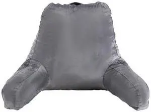 VEVOR Reading Pillow, Large Size Bed Pillow with Shredded Memory Foam, Back Pillow with 3 Pockets and Washable Short Velvet Cloth, Top with Handle, for Watching TV, Reading, Gaming, Resting, Grey