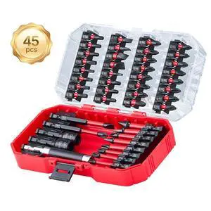 Screwdriver Bit Set 45-Piece Magnetic Bits Blackened Finish with Storage Case