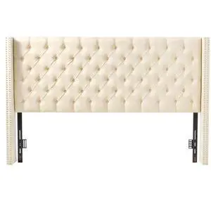 VEVOR Headboard, King Size Headboard with Adjustable Height, Comfortable Diamond Tufted for King Size Bed, W84.1 x H (54.33-60.24) x D 8.27 in, Ideal for Bedroom, Hotel, Homestay, Dormitory, Cream