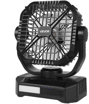 10400mAh Solar Fan Camping Fan with Solar Panel LED Lantern 7W 8 Inch