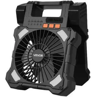 20000mAh Rechargeable Solar Fan LED Lantern 8 Inch Portable Cordless 7W