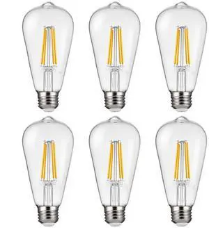 6 Pack Edison Bulbs LED ST19 7W Dimmable 800 Lumens 2700K E26 Antique