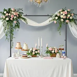 Over The Table Rod Stand Metal Arch Frame 28"-98" Length Adjustable Clamp Decor