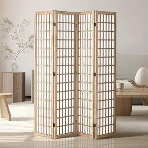 VEVOR Room Divider, 4 Panel Japanese Room Divider, Folding Privacy Screen Indoor, Portable Partition Dividers and Decoration Screens, for Room Separation, Home, Office, Restaurant & Bedroom (Natural)