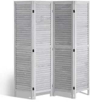 VEVOR Wood Room Divider, 4 Panel Folding Privacy Screen, 66.9 Inches Tall Indoor Wooden Partition, Portable Decoration Screen, for Room Separation, Home, Office, Restaurant & Bedroom (Light Grey)