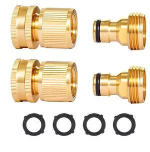 2 Set 3/4" Garden Hose Quick Connect Solid Brass Water Hose Fitting Female Male