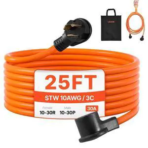 25 ft Dryer Extension Cord 3-Prong NEMA 10-30P to 10-30R Dryer Cord 30A