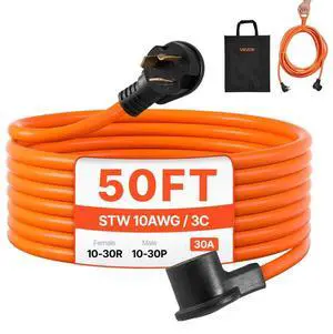 50 ft Dryer Extension Cord 3-Prong NEMA 10-30P to 10-30R Dryer Cord 30A