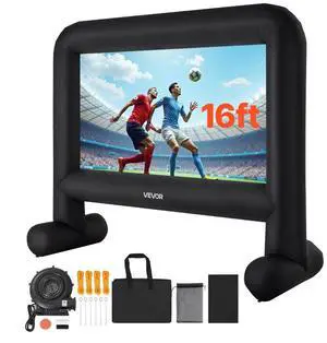 VEVOR 16FT Inflatable Movie Screen, Inflatable Projector Screen with Portable Storage Bag, 16:9 Easy Set Up Movie Projection for Outdoor Backyard, Home Theater, Theme Party