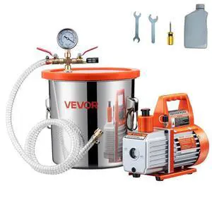 3.5 CFM Single Stage Vacuum Pump 3 Gallon Stainless Steel Degassing Chamber Kit