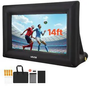 VEVOR 14FT Inflatable Projector Screen, Inflatable Movie Screen Outdoor with 120W Air Blower Projector Screen Oxford Fabric Material Blow Up Screen for Outdoor Backyard, Home Theater, Theme Party
