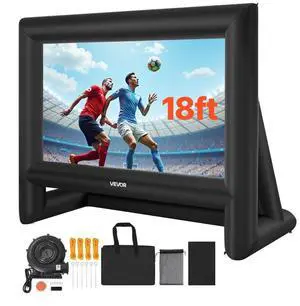 VEVOR 18FT Inflatable Movie Screen, Inflatable Projector Screen with Portable Storage Bag, 16:9 Easy Set Up Movie Projection for Outdoor Backyard, Home Theater, Theme Party