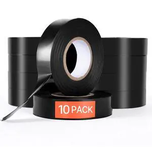 10 Rolls Electrical Tape PVC Insulating Tamp Adhesive Wire 3/4 in x 66 ft Black