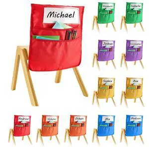 VEVOR Chair Pockets for Classroom 12 Pack Seat Pocket with Name Tag Multicolor