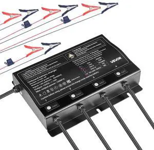 4-Bank 10A 12V Smart Marine Battery Charger Onboard IP68 Waterproof Boat RV