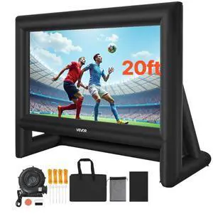 VEVOR 20FT Inflatable Movie Screen, Inflatable Projector Screen with Portable Storage Bag, 16:9 Easy Set Up Movie Projection for Outdoor Backyard, Home Theater, Theme Party