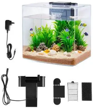 3.5 Gallon Fish Tank Aquarium Smart Arch Clear GPPS 3 Color Self Cleaning
