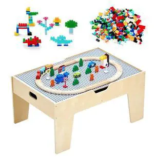 Multi-Purpose Activity Play Table with 290 Building Bricks & 30 PCS Accessories