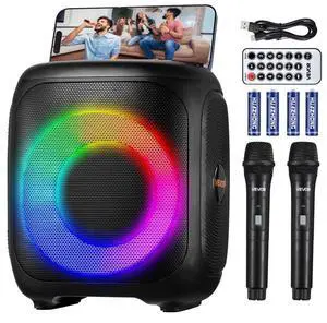 Karaoke Machine for Adults 4 in Portable Bluetooth Speaker 2 Wireless Microphone