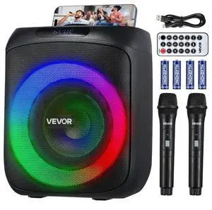 Karaoke Machine for Adults 30W 6.5 in Portable Bluetooth Speaker 2 Wireless Mic