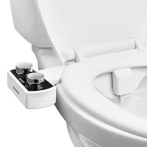VEVOR Bidet Attachment for Toilet, Non-Electric Bidet Toilet Seat Attachment - Dual Retractable Nozzles, Adjustable Water Pressure,  Easily Installed Cold Water Sprayer for Rear Feminine Wash, White