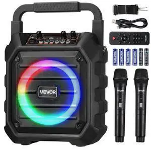 Karaoke Machine for Adults 6.5 in Portable Bluetooth Speaker with 2 Wireless Mic