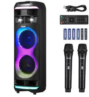 Karaoke Machine for Adults 8 in Portable Bluetooth Speaker 2 Wireless Microphone