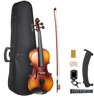 VEVOR Violin 3/4 Size for Adults, Violin Fiddle Set for Beginners with Hard Case, Rosin, Bow, Shoulder Rest, Bridge, Tuner and Extra Strings, Professional Musical Instruments for Student (Brown)