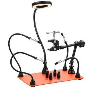 Magnetic Helping Hands Soldering Station 3X Magnifying Lamp Air Gun Holder