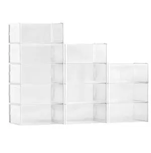 Shoe Storage Boxes 12 Pack Stackable Shoe Storage Organizers US Size 11 White