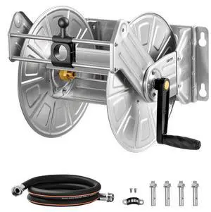 Wall Mounted Garden Hose Reel 150ft 5/8 in Hose Winder Brass Fitting Hose Guide