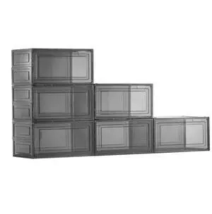 Shoe Storage Boxes 6 Pack Stackable Shoe Boxes US Size 13 Transparent Black