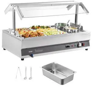 Commercial Soup Warmer Soup Station with Cover 2-Pot & 6-Pan Soup Kettle