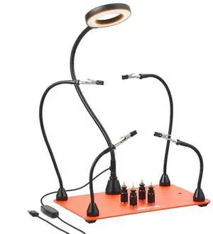 Magnetic Helping Hands Soldering Station 3X LED Magnifying Lamp 4 PCB Holders