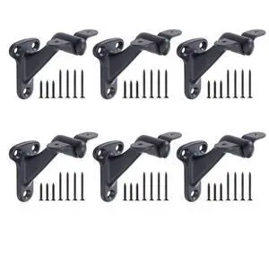 6 Packs Handrail Hardware Bracket Heavy Duty for Stairways Matte Black