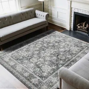 Large Area Rug 8 x 10 ft Anti-Skid and Tear-Resistant Floor Mat Vintage Gray