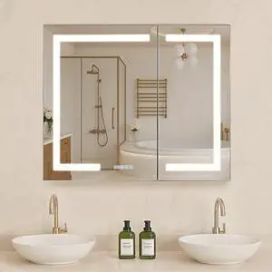 Lighted Medicine Cabinet 36 x 30" HD Tempered Glass Mirror Recessed Wall