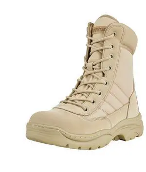 Men's Military Tactical Boots 8 Inch Sand-color Side Zipper US Size 11 Men's Military Tactical Boots 8 Inch Sand-color Side Zipper US Size 11