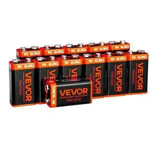 9V Alkaline Batteries 12-Pack 9 Volt Battery for Smoke Detector Long Lasting
