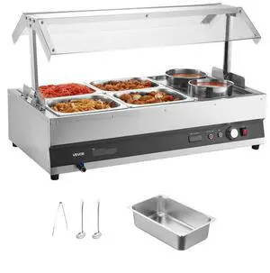 Commercial Soup Warmer Soup Station with Cover 2-Pot & 4-Pan Soup Kettle