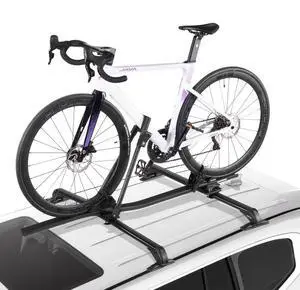 VEVOR Roof Bike Rack, 33 lbs Capacity, Upright Roof Mount Bicycle Rack with Secure Locking System for Most Standard Crossbars, Aluminum Upright Rooftop Bike Rack 1 Bike Carrier for Car SUV, Black