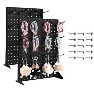 Pegboard Display Stand with 15 Hooks Pegboard Panels Display Black (1 PCS)