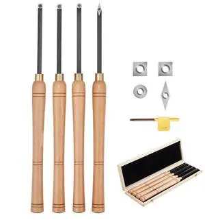 4PCS Wood Lathe Chisel Set HSS Woodturning Tools Storage Box for Lathe Finisher