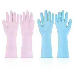 Reusable Cleaning Gloves 2 Pairs Household Dishwashing Gloves Non-Slip Large
