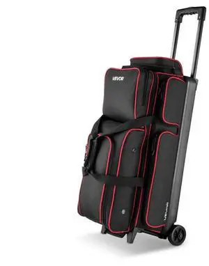 3 Ball Bowling Bag with Wheels Double Roller Bowling Bag with Shoe Compartment