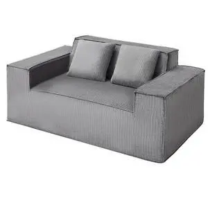Loveseat Sofa 63-Inch 2-Seats Small Corduroy Couch No Assembly Required Gray