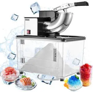 VEVOR Commercial Ice Crusher 661LBS/H, 350W Electric Snow Cone Machine with 4 Blades, 2000RPM Stainless Steel Shaved Ice Machine with 11 Gal Crushed-Ice Box, for Family Restaurants Bars, Black