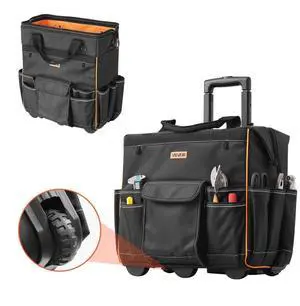 VEVOR Rolling Tool Bag 25 Pockets Heavy Duty Roller Tool Bag Telescoping Handle