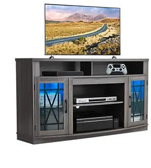 VEVOR TV Stand for 65 in TVs Farmhouse Entertainment Center with Light Strip